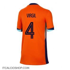 Olanda Virgil van Dijk #4 Prima Maglia Femmina Europei 2024 Manica Corta